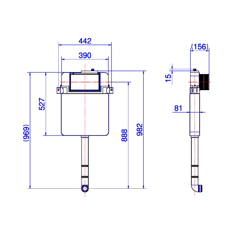 Caixa de descarga embutida g.3008 para alvenaria e drywall - bacia convencional 00949000