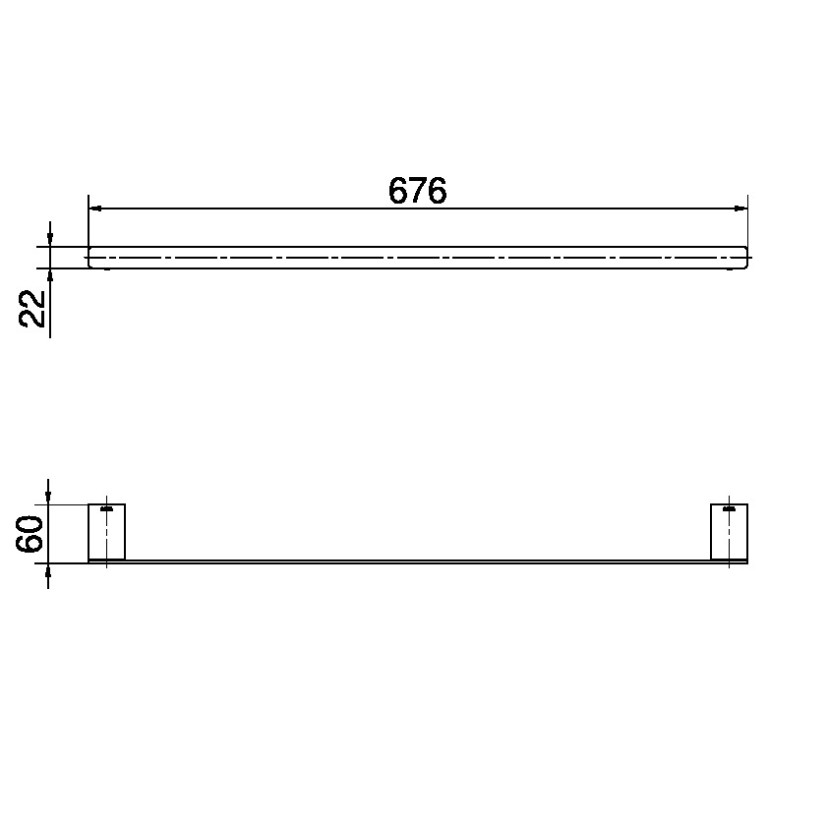 Porta-toalhas bastão 676 mm DocolFlat grafite polido 00961348
