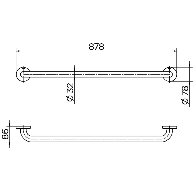 Barra de apoio 80 cm níquel escovado 00963744