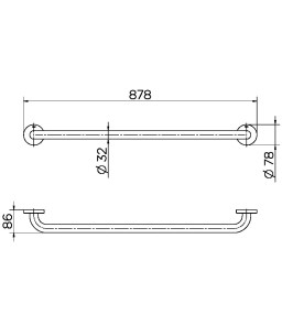 Barra de apoio 80 cm ônix 009637CE