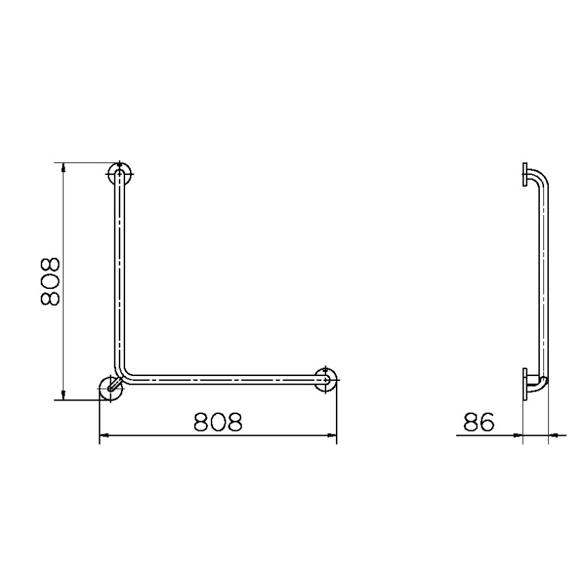 Barra de apoio em L 70 x 70 cm 00963816