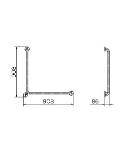 Barra de apoio em L 80 x 80 cm 00963916