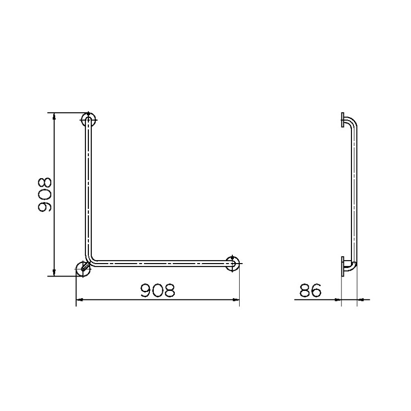 Barra de apoio em L 80 x 80 cm 00963916
