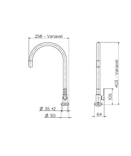 Torneira bica alta de mesa para cozinha Galiflex cromado/preta 00966957