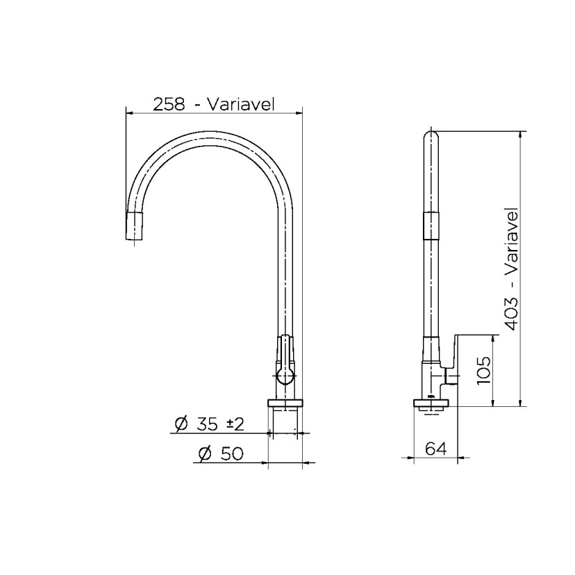 Torneira bica alta de mesa para cozinha Galiflex cromado/preta 00966957