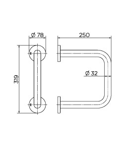 Barra de apoio fixa em U 25 x 24 cm 00974916