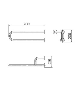 Barra de apoio fixa em U 70 cm lado direito 00975916