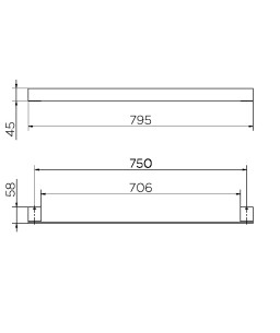 Porta-toalhas 700 mm Mínima Grafite Polido 00987648