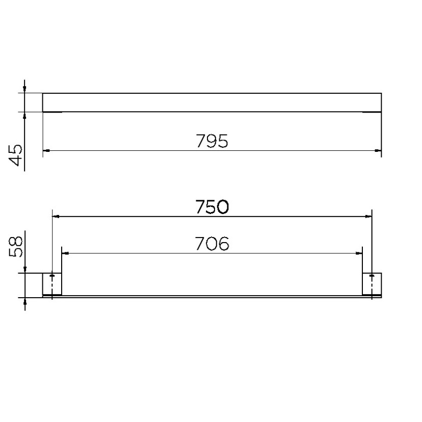 Porta-toalhas 700 mm Mínima Grafite Polido 00987648