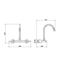Misturador bica alta de parede para cozinha LEED Gali cromado 01065506