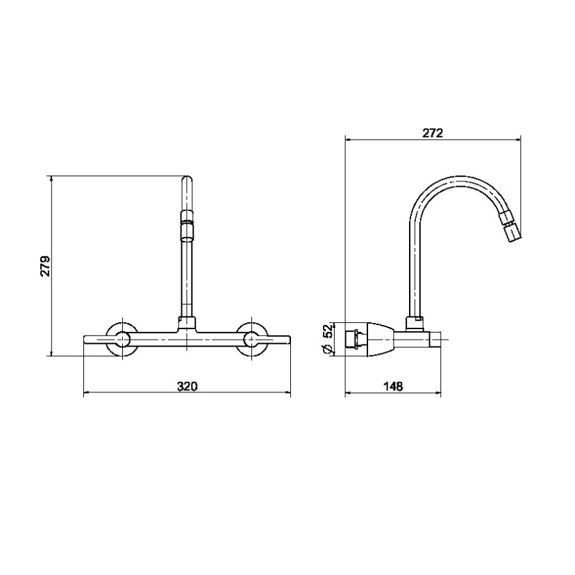 Misturador bica alta de parede para cozinha LEED Gali cromado 01065506