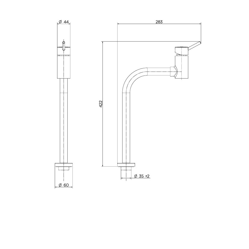 Monocomando bica alta 90° de mesa para lavatório ColdStart LEED Lóggica cromado 01068106