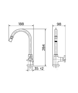 Torneira bica alta 1/2" de mesa para cozinha LEED Trio cromado 01106306