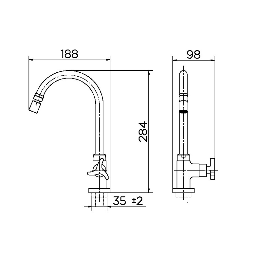 Torneira bica alta 1/2" de mesa para cozinha LEED Trio cromado 01106306