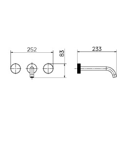Misturador de Parede Mix&Match com Bica 230 Ouro Polido 01251343