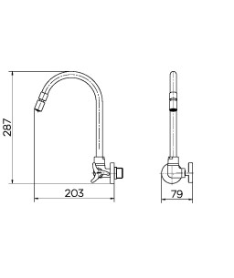 Torneira para Cozinha de Parede 1/2" e 3/4" Nova Trio 01258306