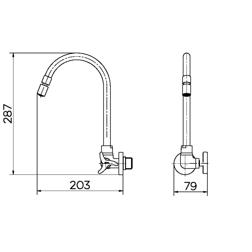 Torneira para Cozinha de Parede 1/2" e 3/4" Nova Trio 01258306