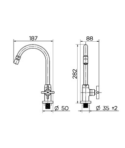 Torneira bica alta de mesa para cozinha Nova Invicta cromado 01521106