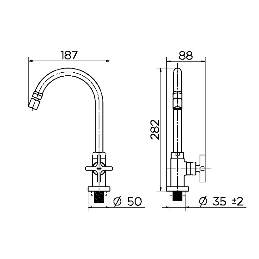 Torneira bica alta de mesa para cozinha Nova Invicta cromado 01521106