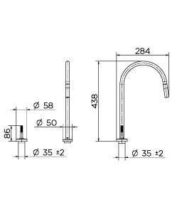 Monocomando Joystick com ducha retrátil de mesa para cozinha Mix&Match Cobre escovado 01546269
