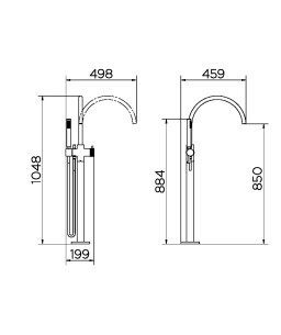 Misturador Monocomando de Piso para Banheira com Ducha Ouro Escovado 01594272