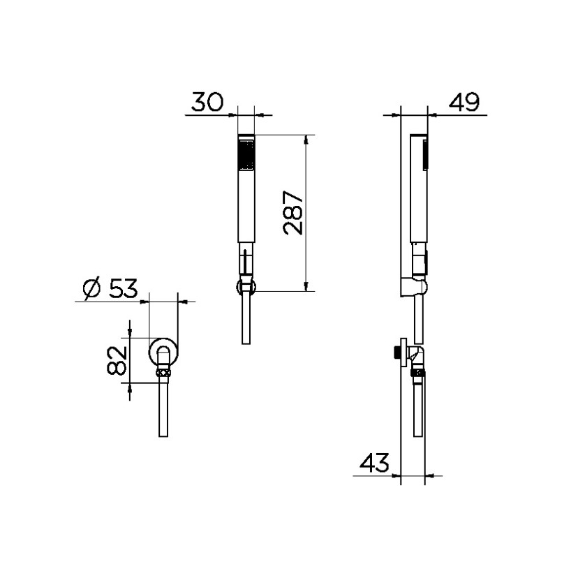 Ducha manual com joelho 90º de parede para lavatório C30 níquel escovado 01834644