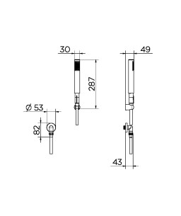 Ducha manual com joelho 90º de parede para lavatório C30 grafite escovado 01834670