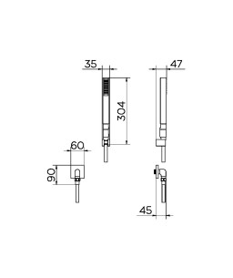 Ducha manual com joelho 90º de parede para lavatório Square cobre polido 01834730