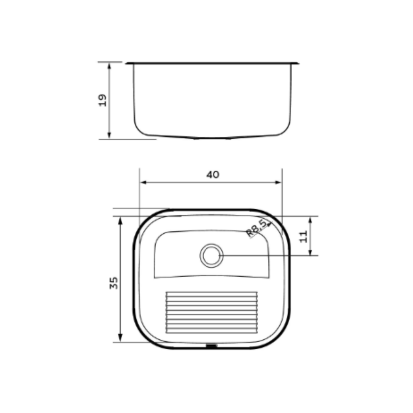 Tanque de Encaixe Tramontina Hera Compact 19 em Aço Inox Escovado 40x35 cm 94404107