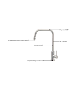 Torneira de Bancada Angolare em Aço Inox com sistema anti-gotejamento Tramontina 94520020