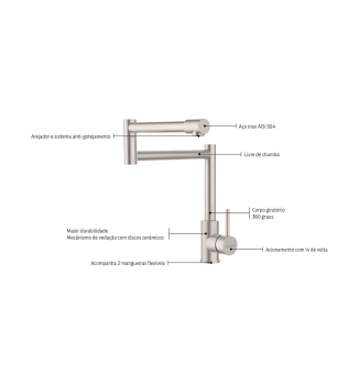 Monocomando Flexion em Aço Inox com Acabamento Acetinado Tramontina 94520026