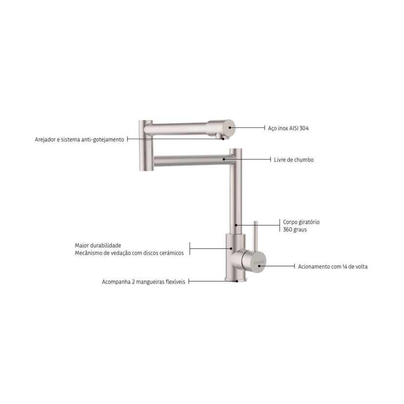 Monocomando Flexion em Aço Inox com Acabamento Acetinado Tramontina 94520026