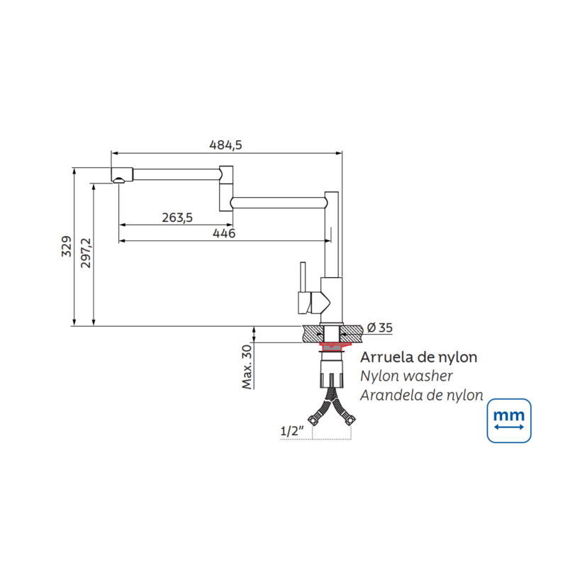Monocomando Flexion em Aço Inox com Acabamento Acetinado Tramontina 94520026