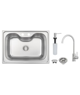 Cuba Tramontina Morgana 60 FX Undermount em Aço Inox com Monocomando, Dosador de Sabão e Válvula