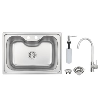 Cuba Tramontina Morgana 60 FX Undermount em Aço Inox com Monocomando, Dosador de Sabão e Válvula