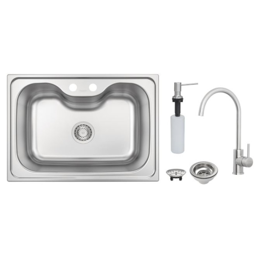 Cuba Tramontina Morgana 60 FX Undermount em Aço Inox com Monocomando, Dosador de Sabão e Válvula