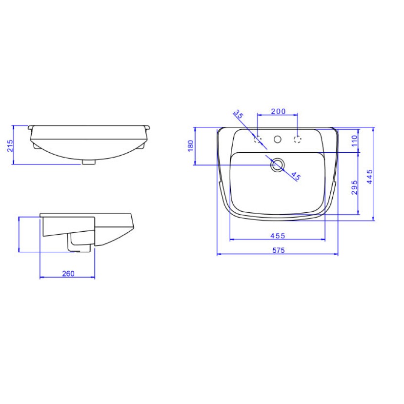 Lavatório Semi Encaixe 575X445mm Monte Carlo Deca L.82.17