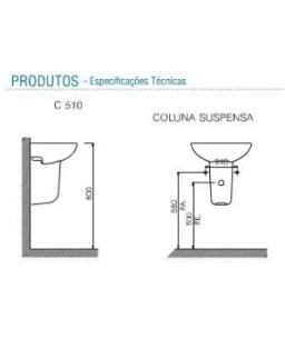 Coluna Suspensa Para Lavatório L510 Vogue Plus Deca C.510.17