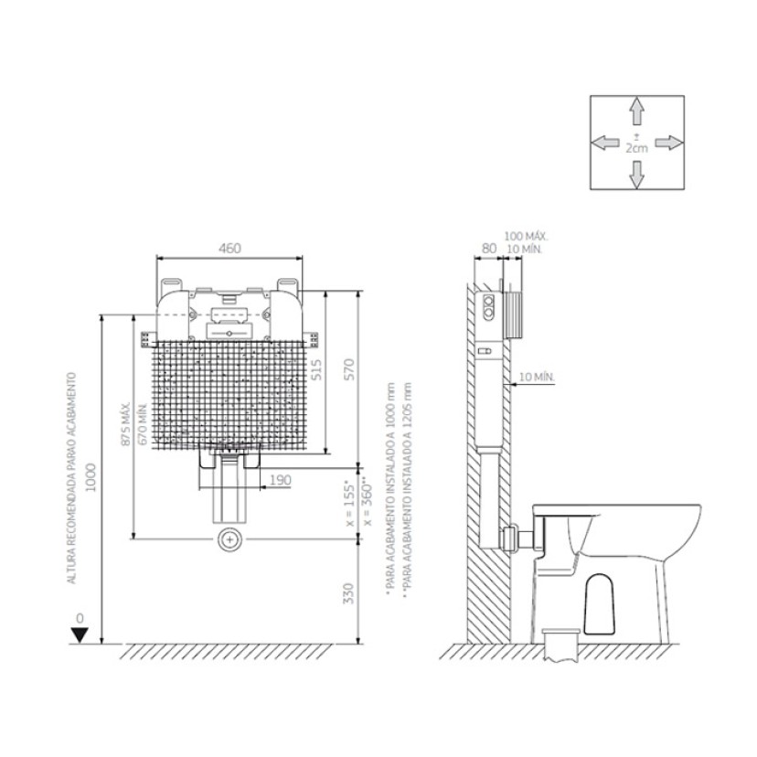 Caixa de Descarga Embutida Mecanica Alvenaria/Drywall Bacia Piso Deca 2500.CX.MC.AF